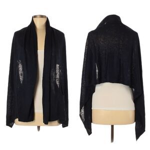 GRAINNE & CO Devon 100% Linen Blue Wrap Stole Open Cardigan M